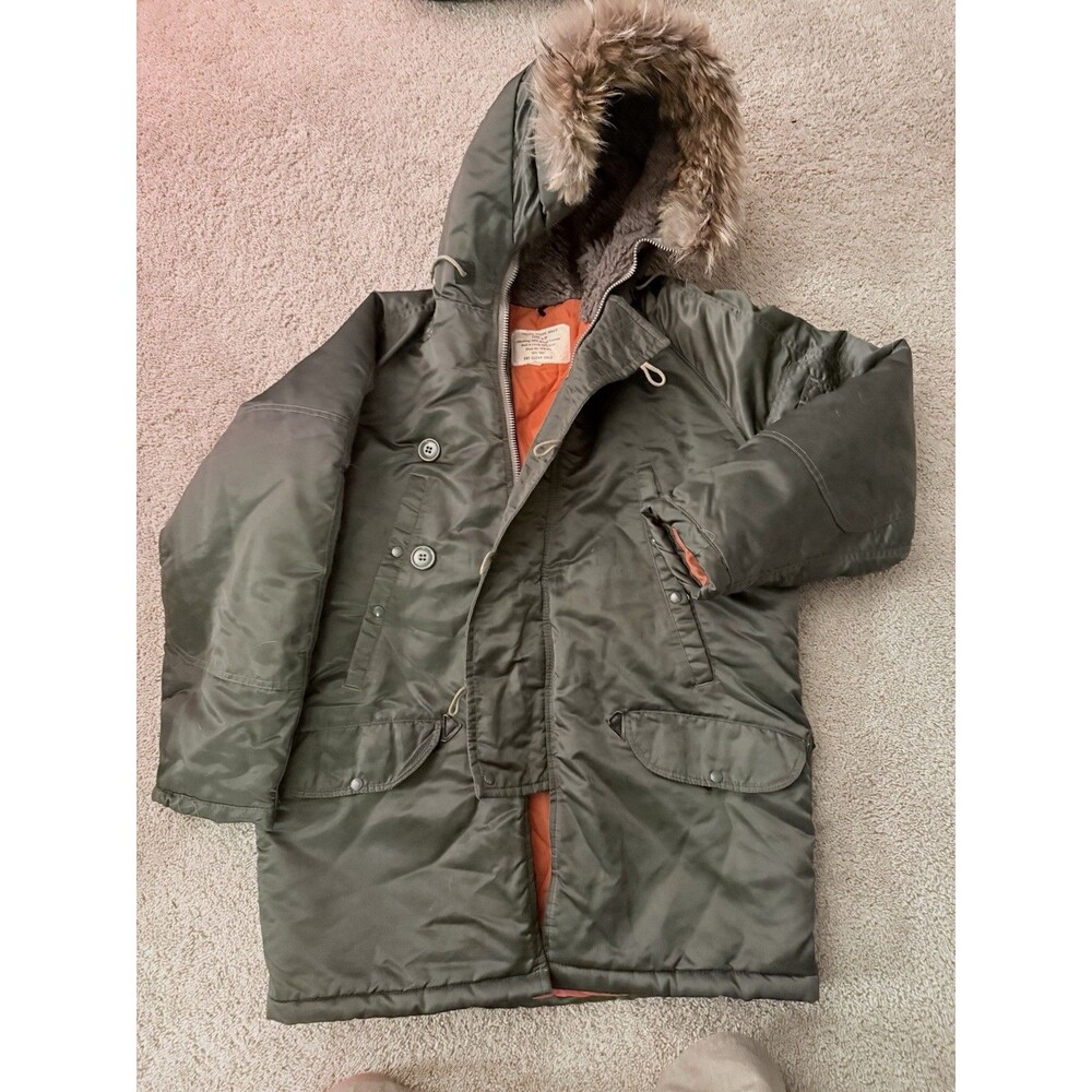 VTG 1960s Golden Fleece TYPE N-3B Flying Jacket Parka Coyote Fur Hood Mens 40 M